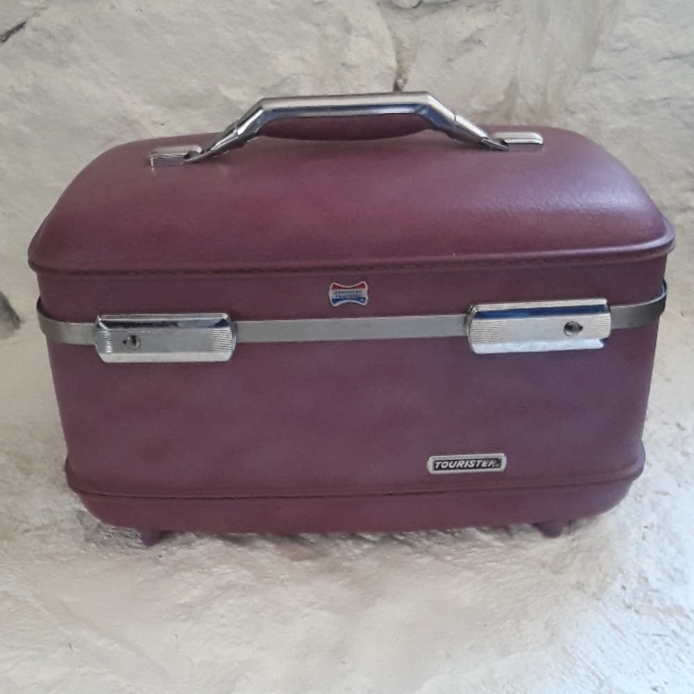 Vintage Makeup Train Case - Pink Floral Interior